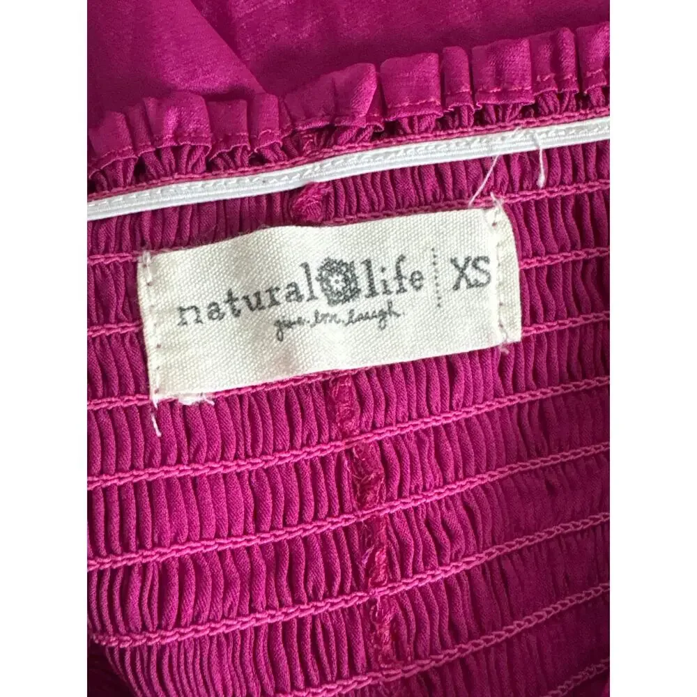 Natural Life Pink Satin Shorts Smocked Elastic Waist Flowy Boho Magenta Skort